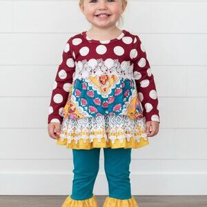 Polka Dot Lace & Ruffle Outfit, girl,